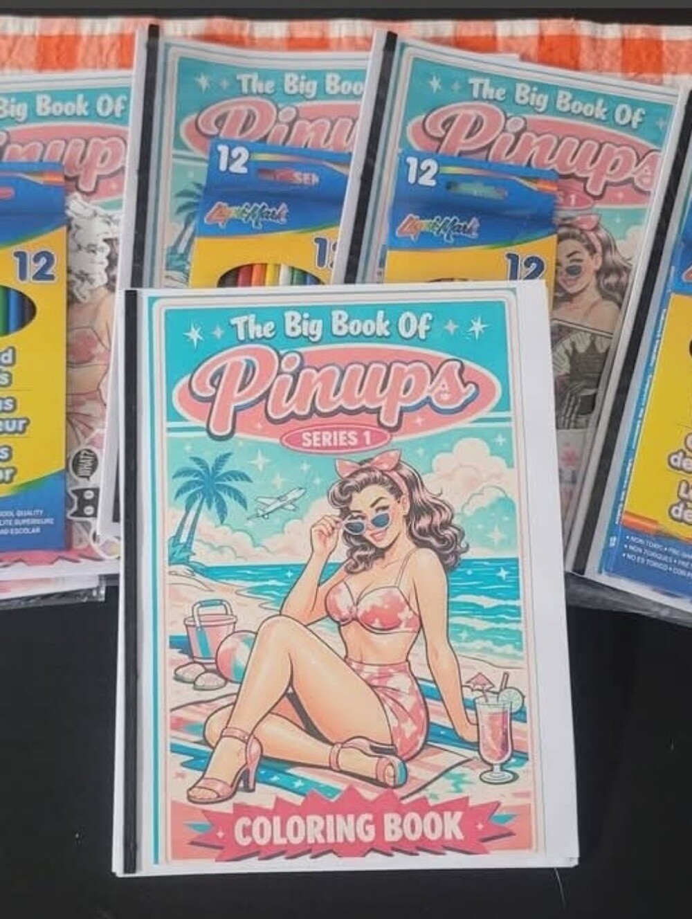 The Big Book of Pinups Coloring Book - Pink & Teal Cover